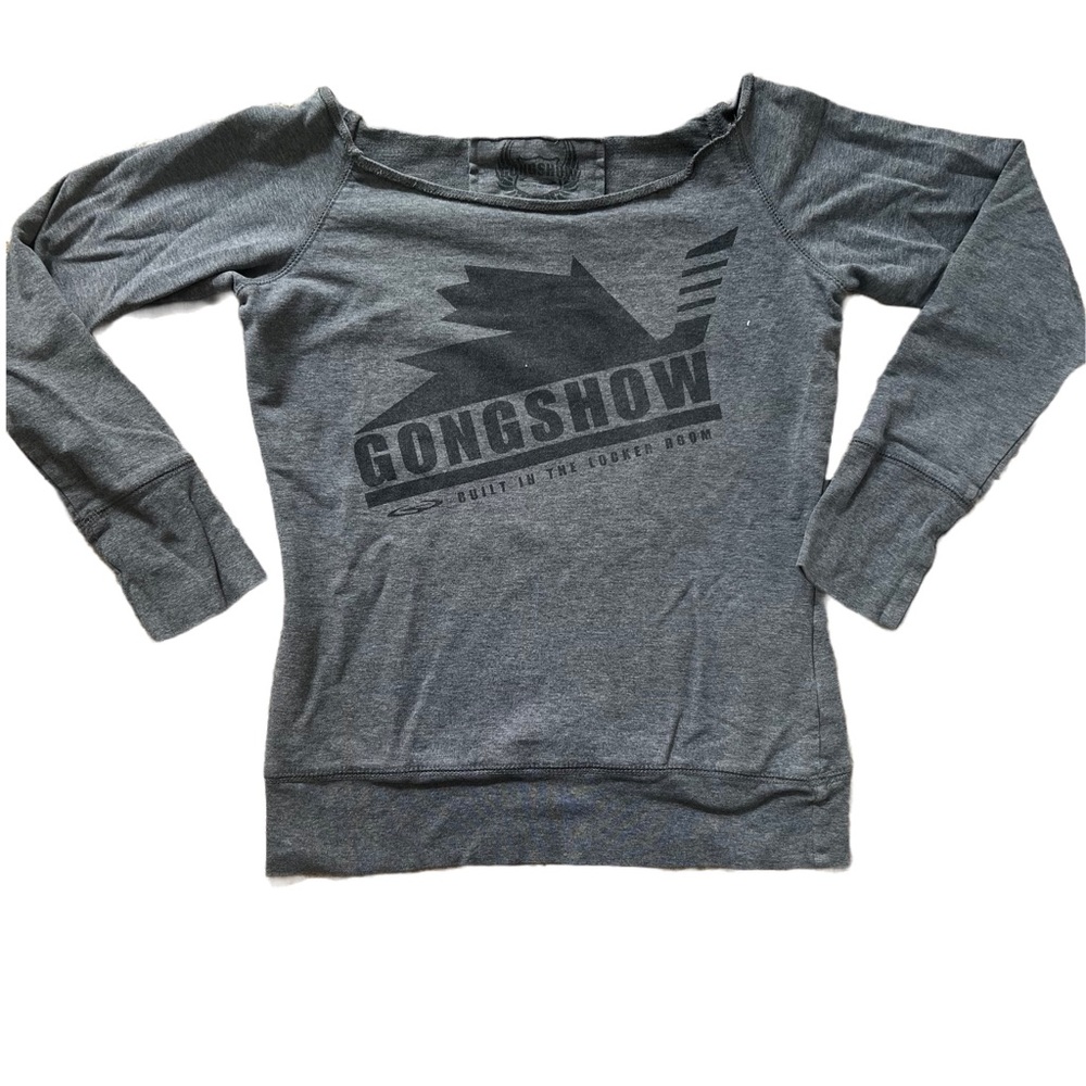 GONGSHOW HOCKEY GRAY FULL LENGTH OFF THE SHOULDER LONG SLEEVE‎ TOP SIZE XS